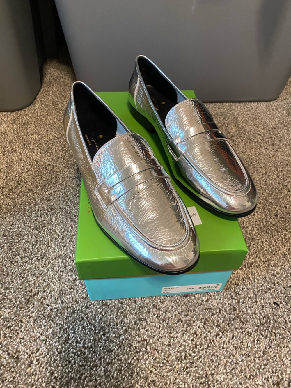 kate spade Metallic Silver Penny Loafers for Women
